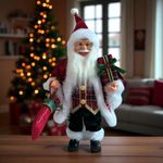 Santa Claus Decorativo con Regalo y Saco Navideño