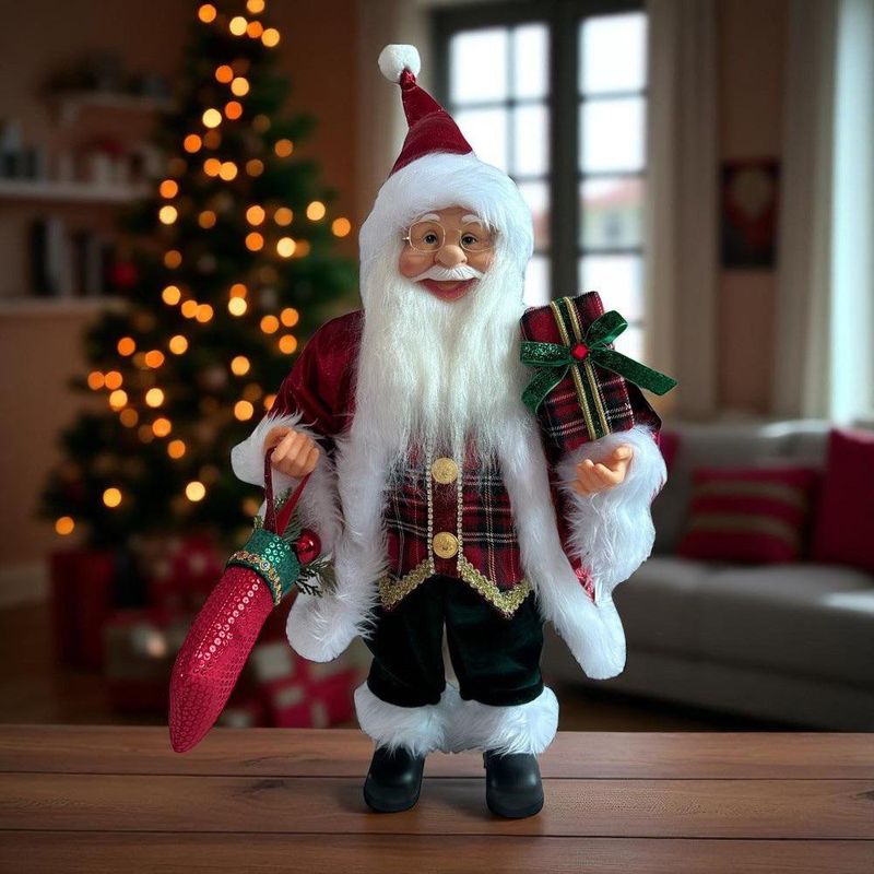 Santa Claus Decorativo con Regalo y Saco Navideño