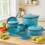 Batería de Cocina Jaspeado Azul Praga 10 Pzas