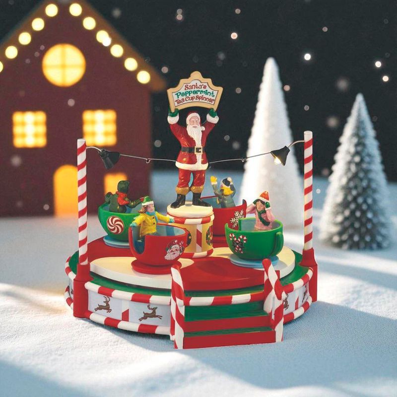 Carrusel de Santa “Peppermint Teacup Spinner” con Luz, Movimiento y Sonido