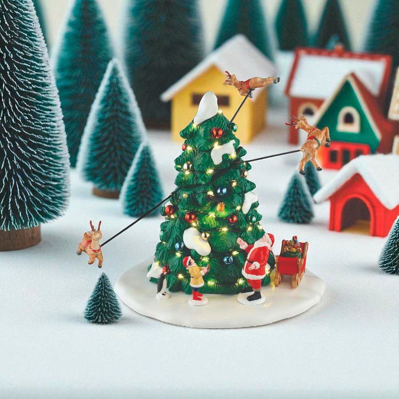 Figura Carrera de Renos con Movimiento y Luz LED