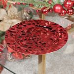 Plato Base Navidad Relieve Rojo 33 Cm