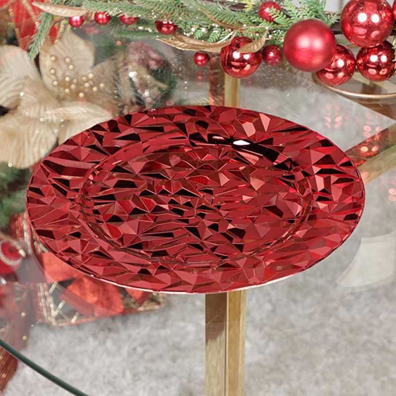 Plato Base Navidad Relieve Rojo 33 Cm