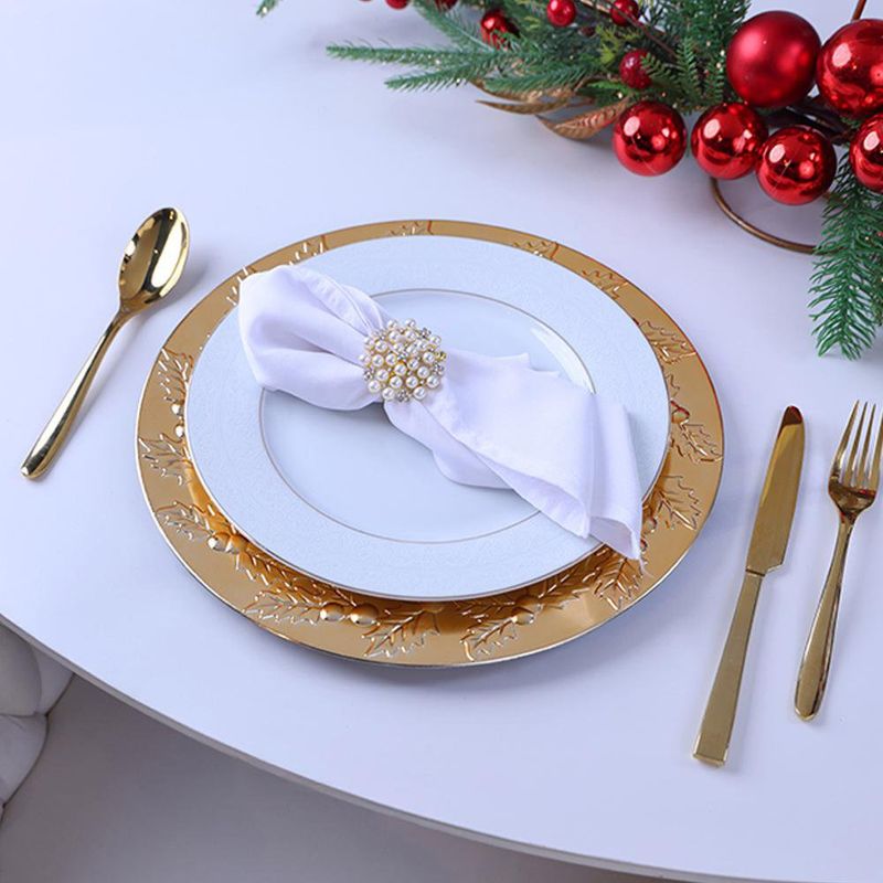 Plato Base Navidad Dorado 33 Cm