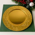 Plato Base Navidad Dorado 33 Cm