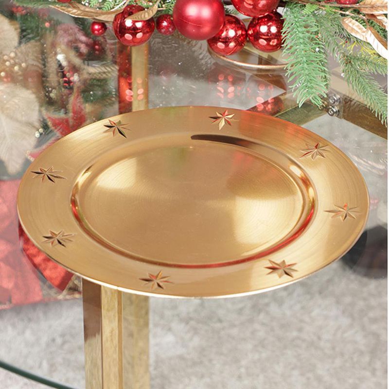 Plato Base Navidad Estrellas Dorado 33 Cm