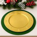 Plato Base Navidad Estrellas Dorado 33 Cm