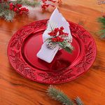 Plato Base Navidad Muérdago Rojo 33 Cm