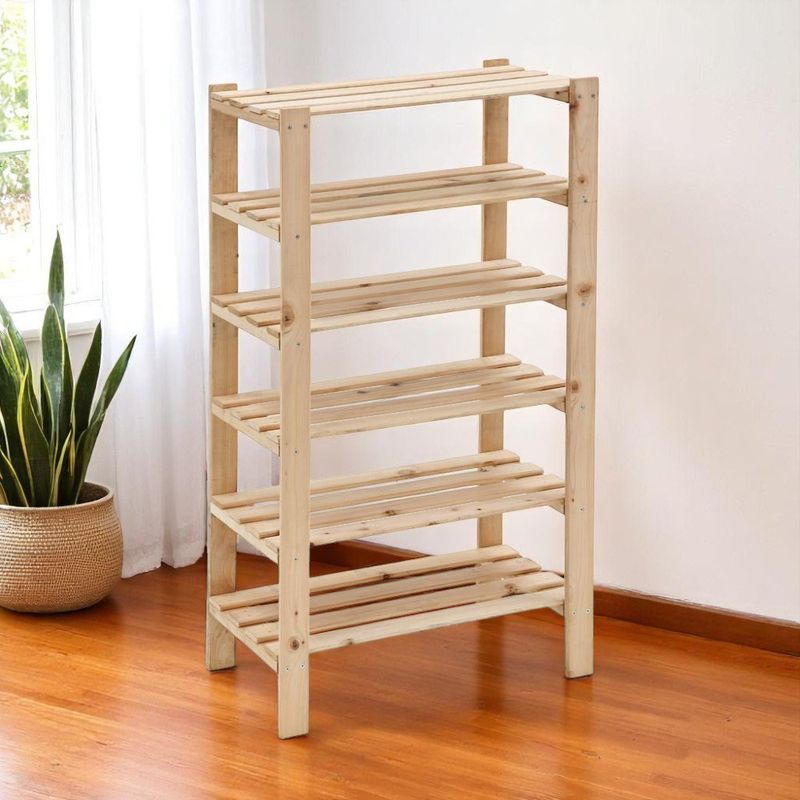 Zapatera Hamburgo de Madera Natural 6 Repisas