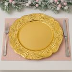 Plato Base Dorado Relieve Clásico