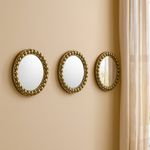 Set de 3 Espejos Redondos con Marco Dorado en Relieve
