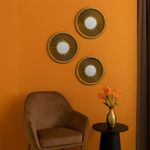 Set de 3 Espejos de Pared Redondos 25 cm Diseño Solar Dorado