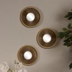 Set de 3 Espejos de Pared Redondos 25 cm Diseño Solar Dorado