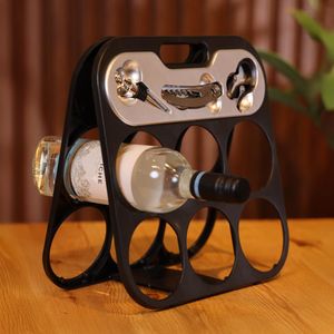 Set de Accesorios para Vino con Porta Botellas Plegable