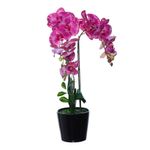 Orquídea Artificial Fucsia con Maceta Negra