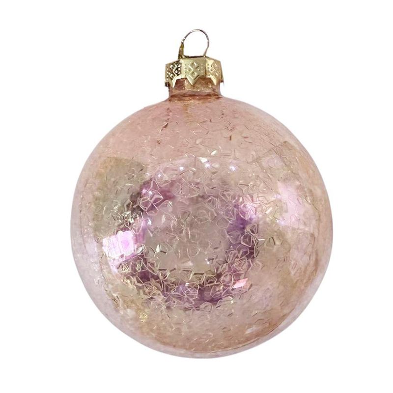 Bomba Navideña con Acabado Craquelado 8 cm Color Rosado