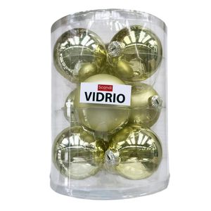 Set de 9 Bombas Navideñas Lisas 8 cm Color Dorado Mate y Brillante