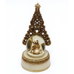 Esfera Decorativa Navideña con Árbol Dorado