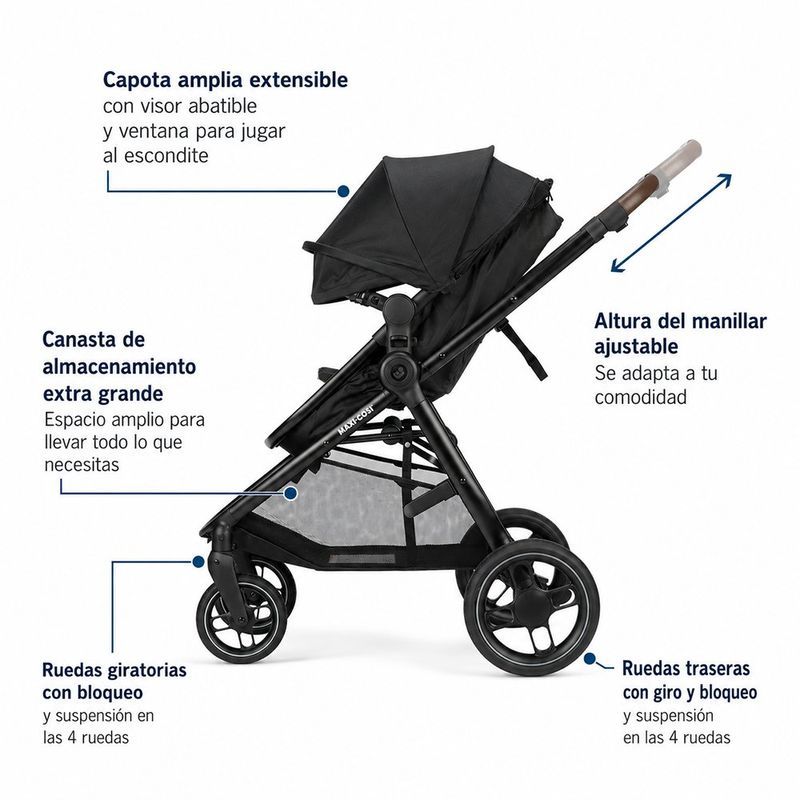 Sistema de Viaje Maxi-Cosi Zelia Luxe 5 en 1 con Carriola Modular y Portabebé Mico Luxe Color Beige
