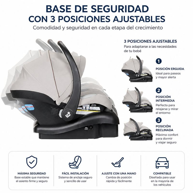 Sistema de Viaje Maxi-Cosi Zelia Luxe 5 en 1 con Carriola Modular y Portabebé Mico Luxe Color Beige