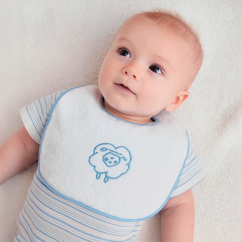 Set Baberos Redondo Toalla Bordado Celeste 2 Pzas