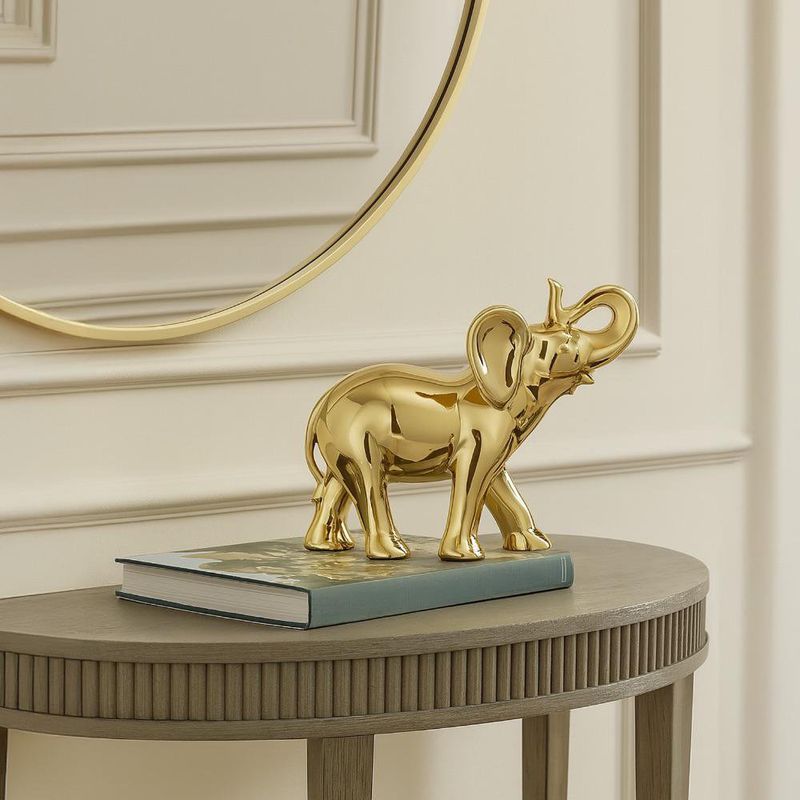 Figura Elefante Decorativo Dorado
