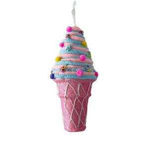 Adorno Navideño Helado Multicolor con Detalles de Pompones