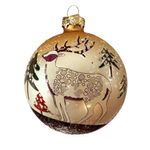 Bomba Navideña con Reno Pintado 8 cm Color Dorado