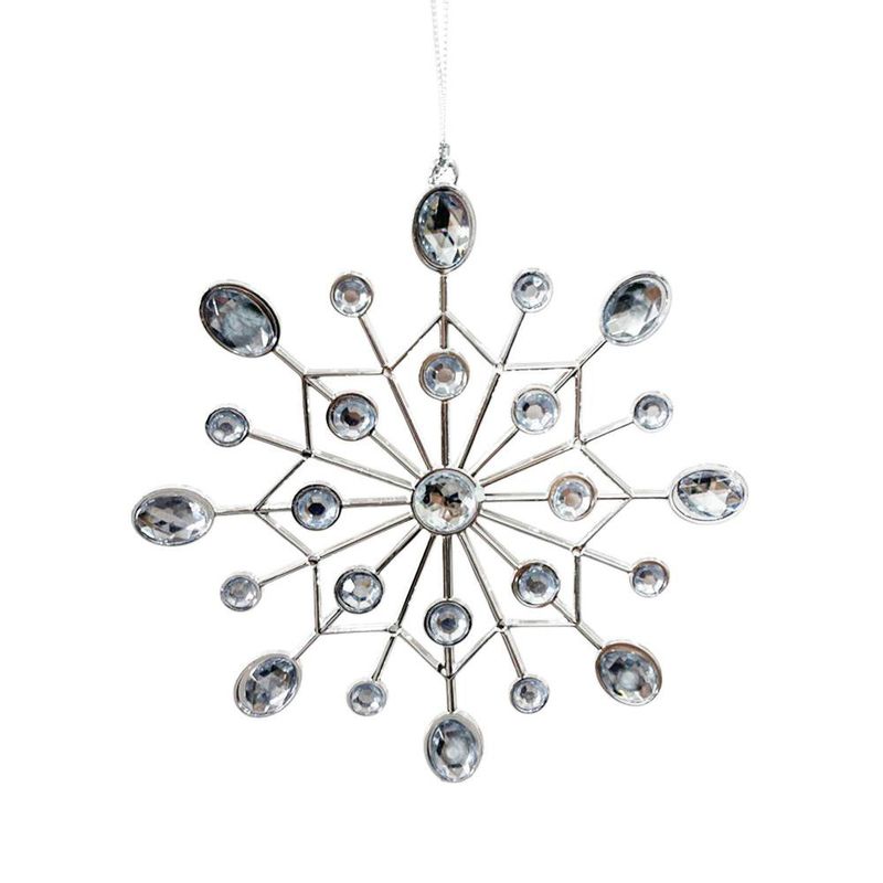 Copo de Nieve Plateado con Perlas