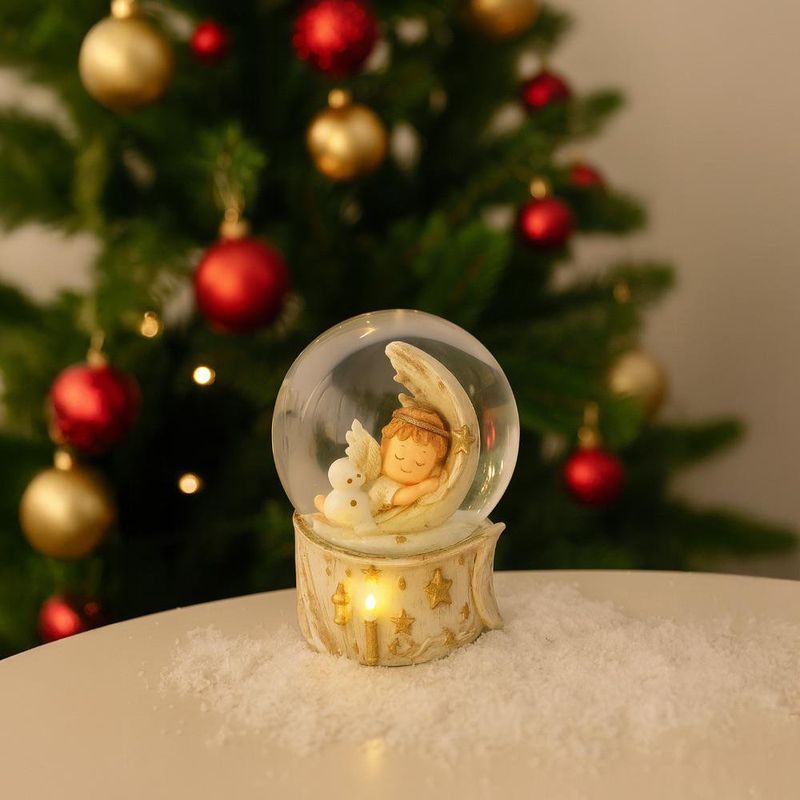 Esfera Decorativa con Ángel Dormido y Luz LED
