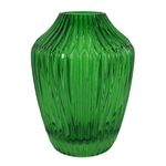 Jarrón Decorativo de Vidrio Verde con Textura