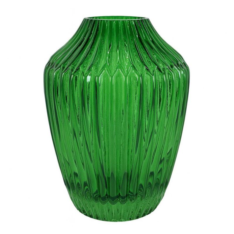 Jarrón Decorativo de Vidrio Verde con Textura