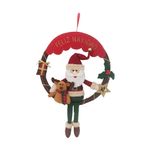 Corona Navideña con Santa y Reno