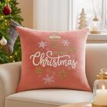 Cojín Navideño Rosa con Copos Dorados
