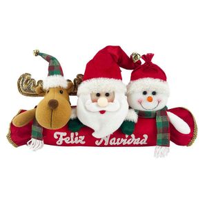 Decoración Navideña con Santa, Reno y Muñeco de Nieve
