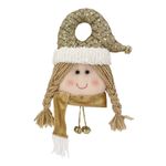 Adorno Navideño de Muñeca con Sombrero Dorado y Bufanda