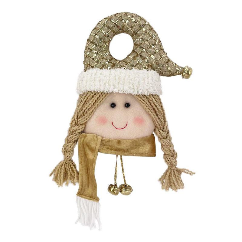 Adorno Navideño de Muñeca con Sombrero Dorado y Bufanda