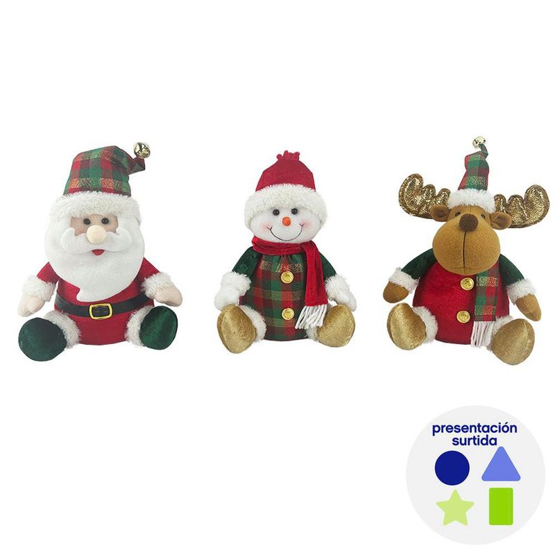 Muñeco Navideño Sentado 25 cm Diseños Surtidos