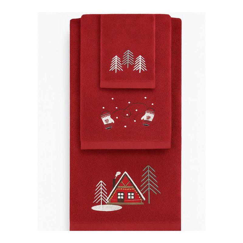 Set de 3 Toallas Navideñas Rojas