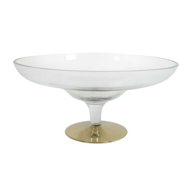 Frutero de Cristal con Base Dorada Decorativa