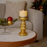 Candelero Decorativo Dorado con Acabado Brillante