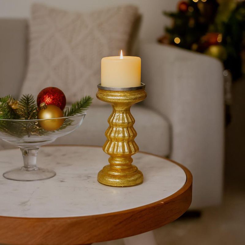 Candelero Decorativo Dorado con Acabado Brillante