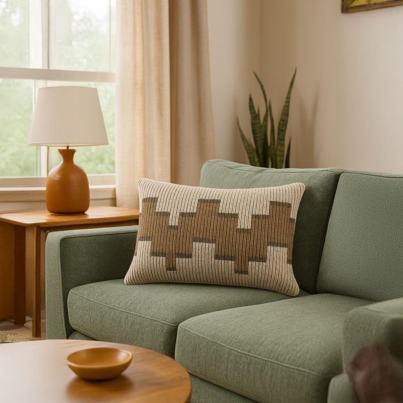 Cojín Patrón Geométrico Verde 30 X 50 Cm