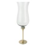 Candelero de Vidrio con Base Dorada