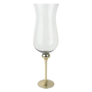 Candelero de Vidrio con Base Dorada