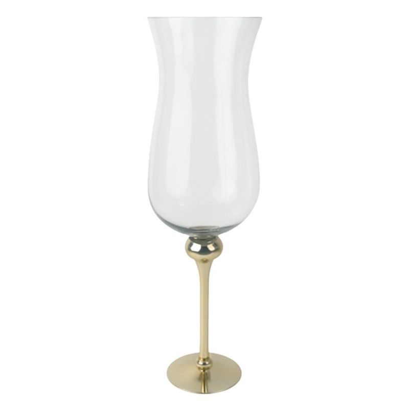 Candelero de Vidrio con Base Dorada