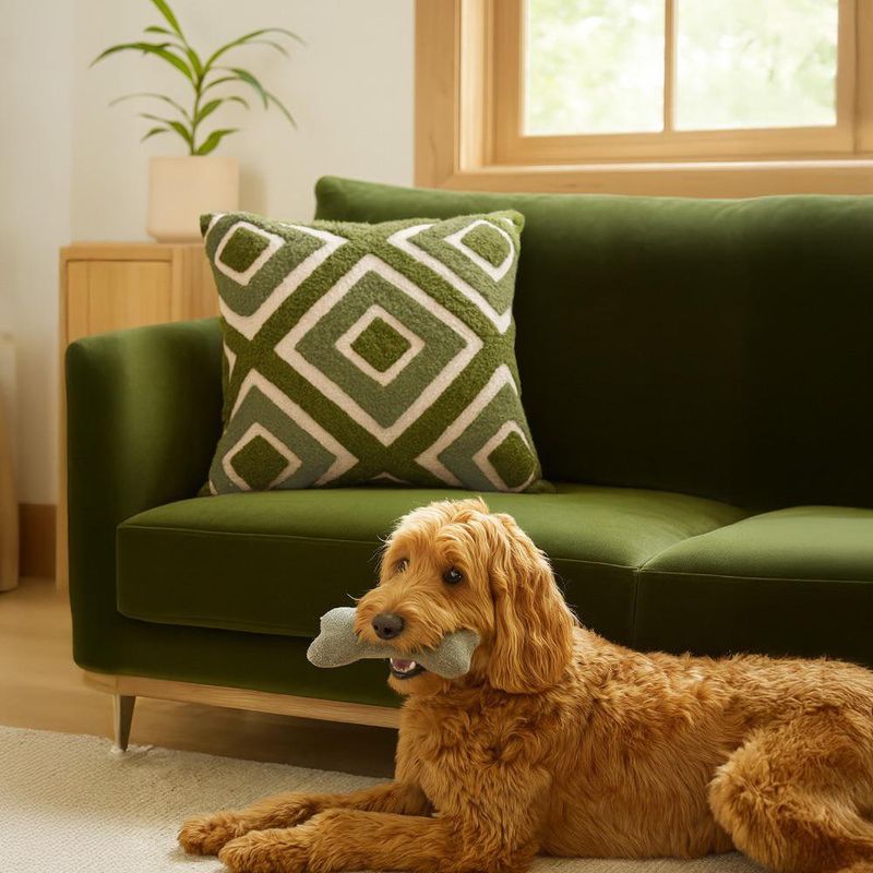 Cojín Geométrico Natural y Verde 45 X 45 Cm