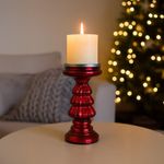 Candelero Decorativo Rojo con Detalles