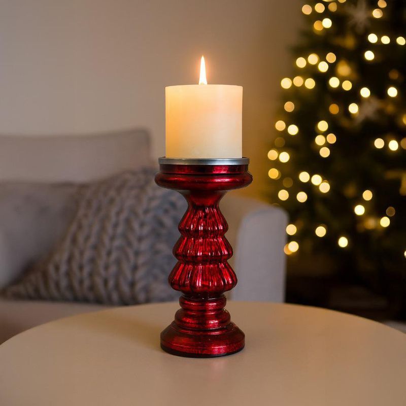 Candelero Decorativo Rojo con Detalles