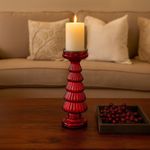 Candelero Decorativo Rojo con Detalles